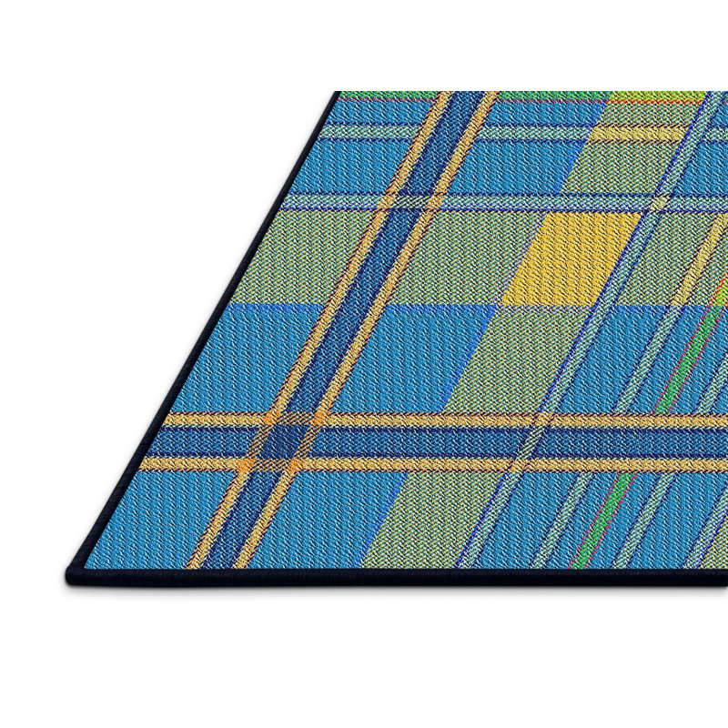 Tapis à motifs jaune / bleu, Rectangle 8 pi x 12 pi