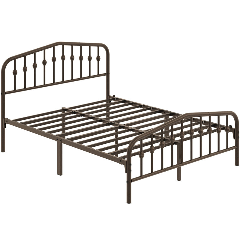 Metal Bed with Arched Headboard and Footboard, Kingsize (5'), Bronze