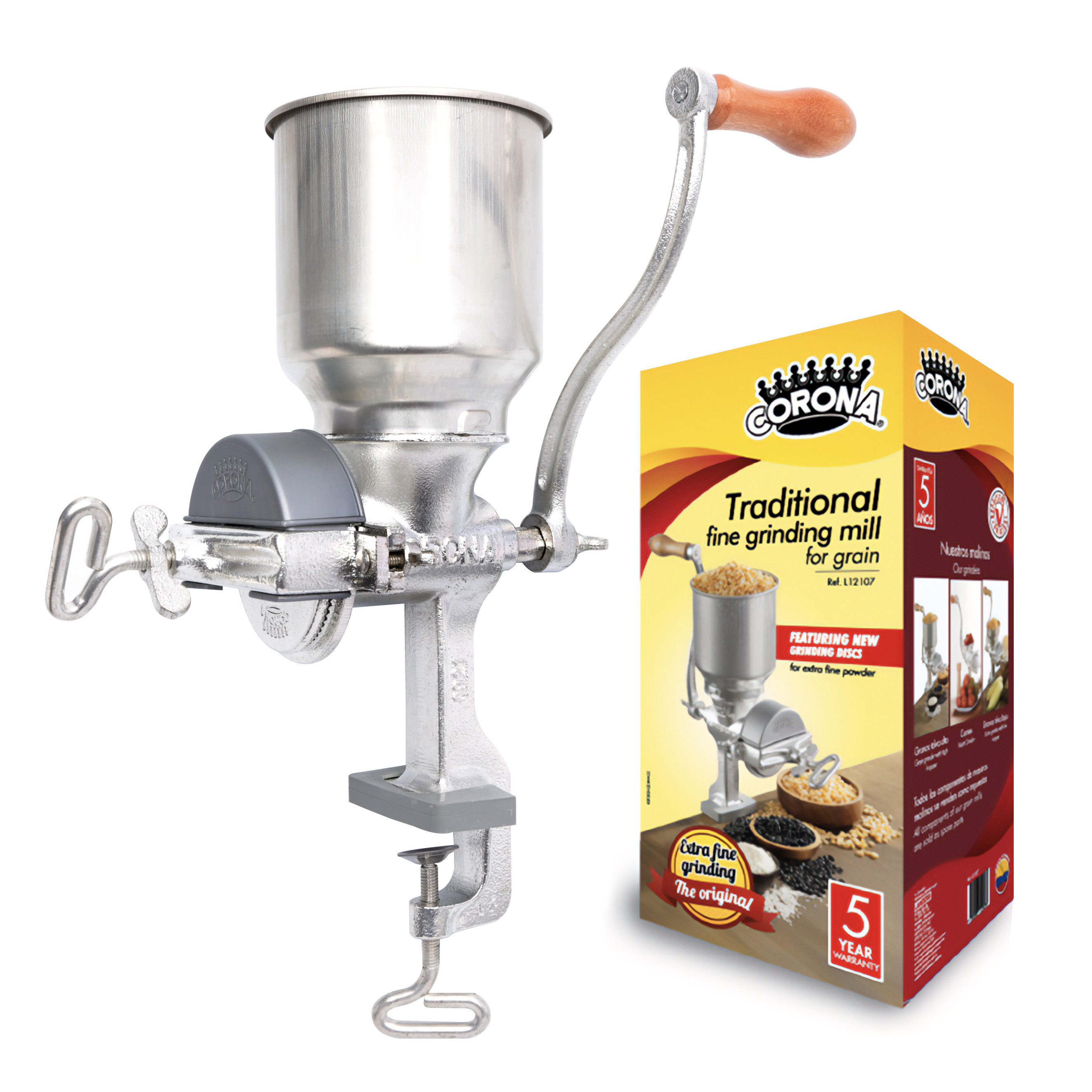 Corona Corn Grinder, Cast Iron Grain Mill, Manual Grinder For All Types