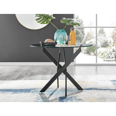Tierra 4-Person Round Tempered Glass Dining Table
