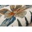 Tapis rond en laine touffeté à la main à motif floral bleu / orange / noir-1926003482