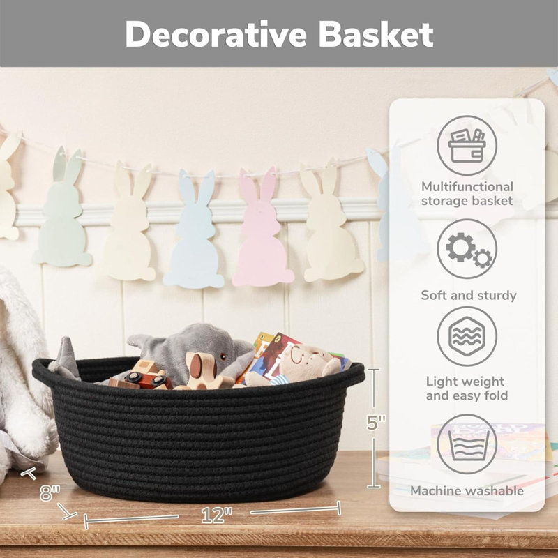 Woven Basket, Baskets For Gifts Empty, Baby Basket With Handles,  Baskets For Organizing, Dog Toy Basket, Rope Baskets For Storage