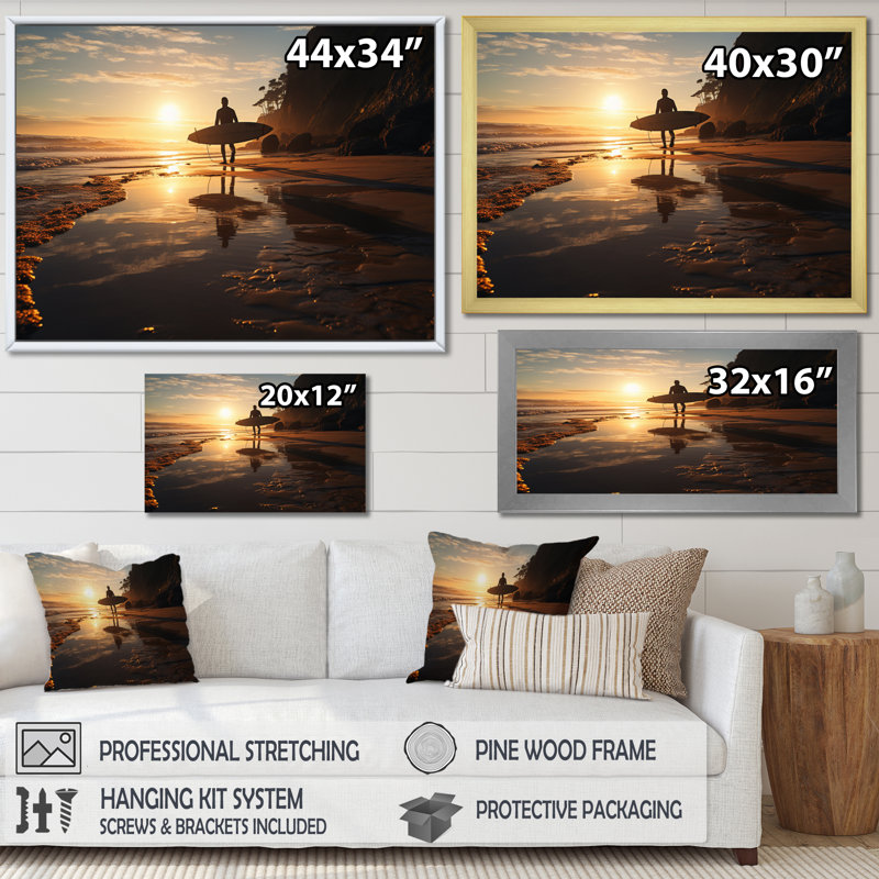 Photo de plage Surfers Paradise II - Décoration murale nautique et plage, Toile tendue, H 16 po x l 32 po x P 1 po