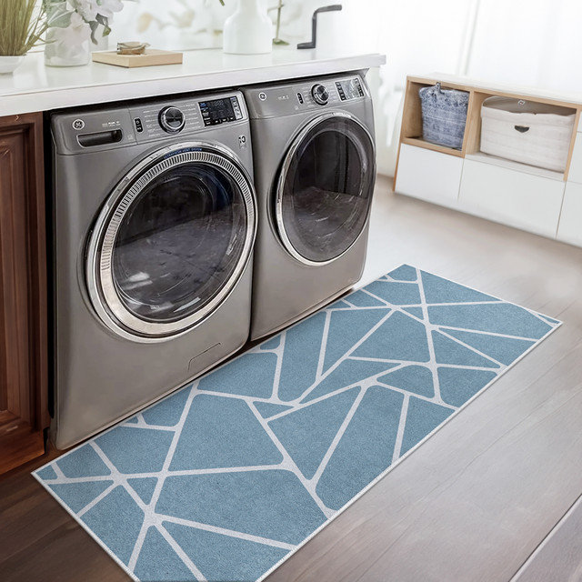 Tapis de couloir antidérapant et lavable - Tapis de lessive 20 x 59 pouces 70% coton, Bellisimo turquoise