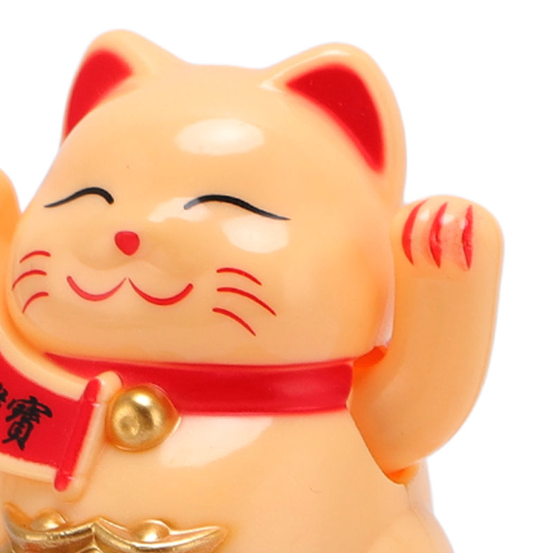 Ornement en forme de chat à énergie solaire Good Luck Fortune Lucky