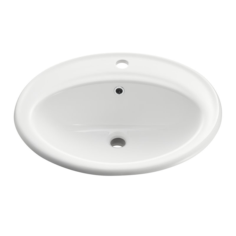 Luna Series 19 In. Ceramic Drop-In Oval Bathroom Sink Basin In White