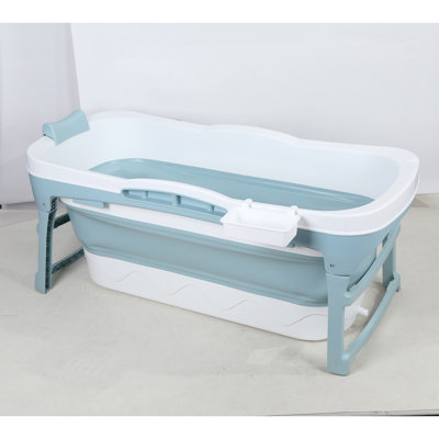 Portable Folding Bathtub with Lid, 235L/62.1 Gal Freestanding Ergonomic Adult Insulated Soaking Bathtub, Extra Large Collapsible Hot SPA Ice Bath Tub for Bathroom  