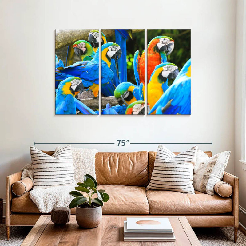 Brampt Flock Of Macaws, 36" H x 57" W