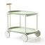 Chariot de rangement Moon pour le salon et la cuisine, chariot mobile nordique avec tablette double couche, structure en forme de T, 0 odeur, petit îlot, chariot de cuisine de forme rectangulaire, espace de tablette de style,