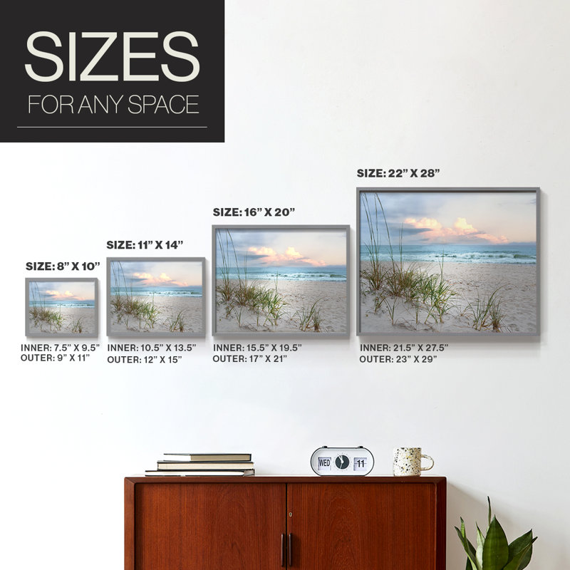 Beach Driftwood -Framed Print - Restickable, 22" H x 28" W, Gray