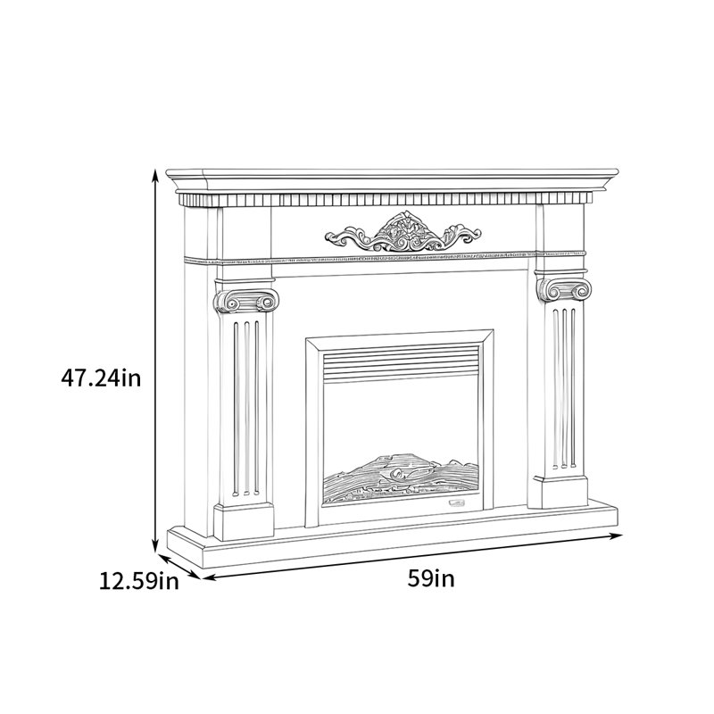 Manteau de cheminée décoratif de style américain, Brun