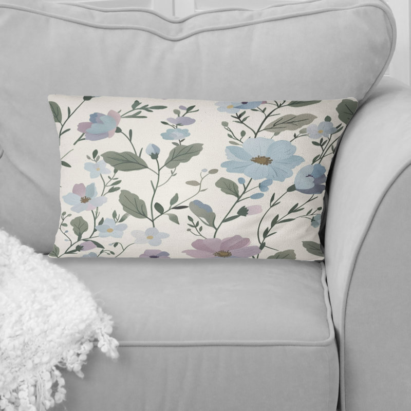 Coussin lombaire rétro Vintage Floral - bleu poudre