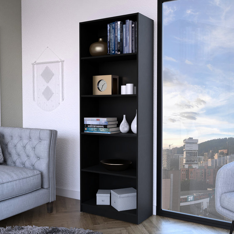 5-shelf Bookcase - Efficient Storage Option. . Fits Contemporary Interiors In Spacious Solution. Enhances Room Utilization