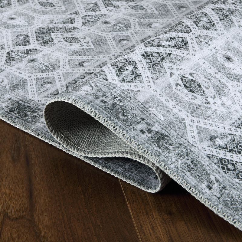 Tapis floral en polyester fabriqué à la machine Floral, Rectangle 5 pi x 7 pi