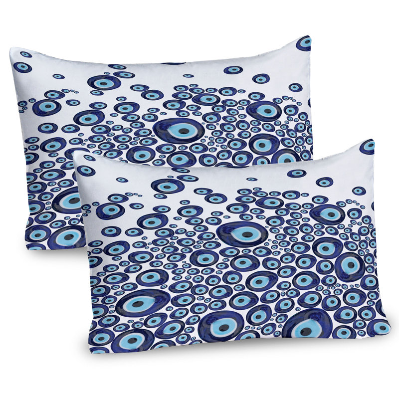 Ensemble de 2 taies décoratives Ambesonne Evil Eye - bleu foncé et bleu pâle, H 20 po x l 36 po