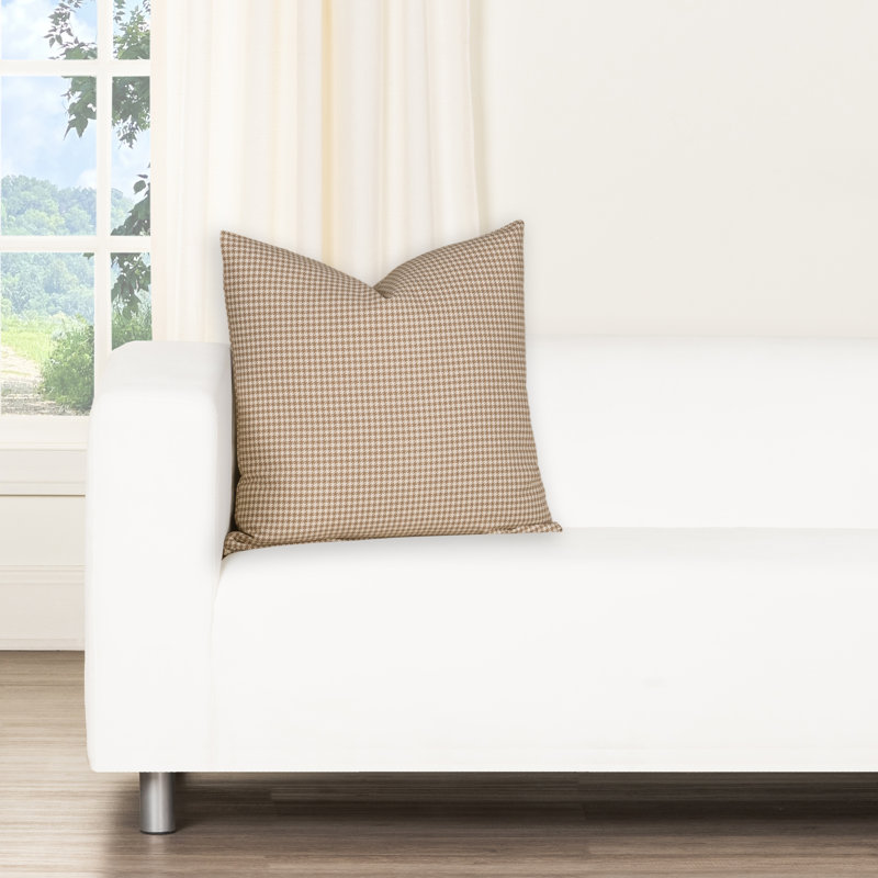 Coussin 100% coton Magnolia Home Fashions, H 18 po x l 18 po, Polyester, Pied-de-poule brun