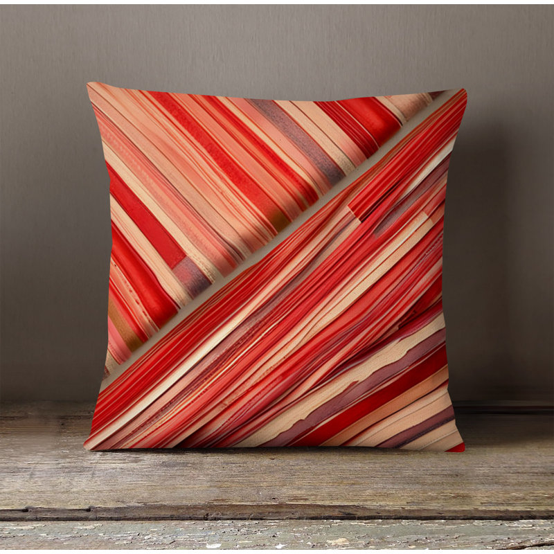 Throw Pillow With Insert, 16"H x 16"W, Red Abstract 19