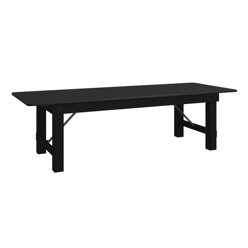 Dejon Rectangular Rustic Solid Pine Folding Dining Table by Flash Furniture, Black, 40"W x 108"L