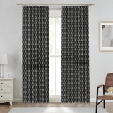 Fabdivine Summer, Spring Floral Block Print Curtain Handmade , 27x45 Inches, Soft Boho Pure Linen, Black Pleated Pinch Drapes for Blackout, Bedroom, Kitchen, or Patio, Damru