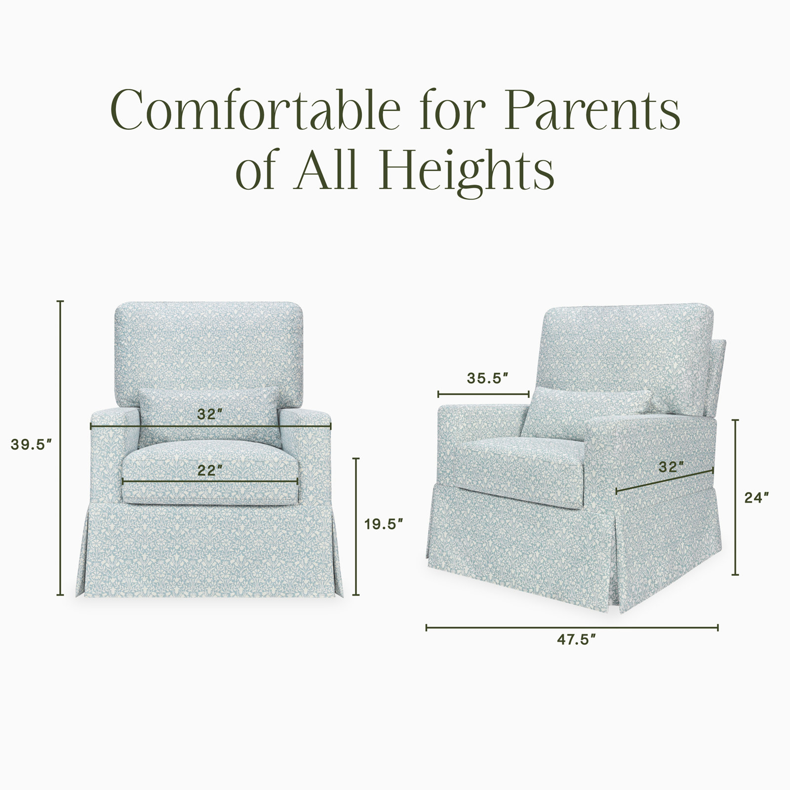 Morris & Co. Nursery Chair, Bellflowers in Powdered Blue