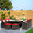 10 - Person Wicker Patio Dining Set with Rectangular Table , Cushions Included-93913438-93913437