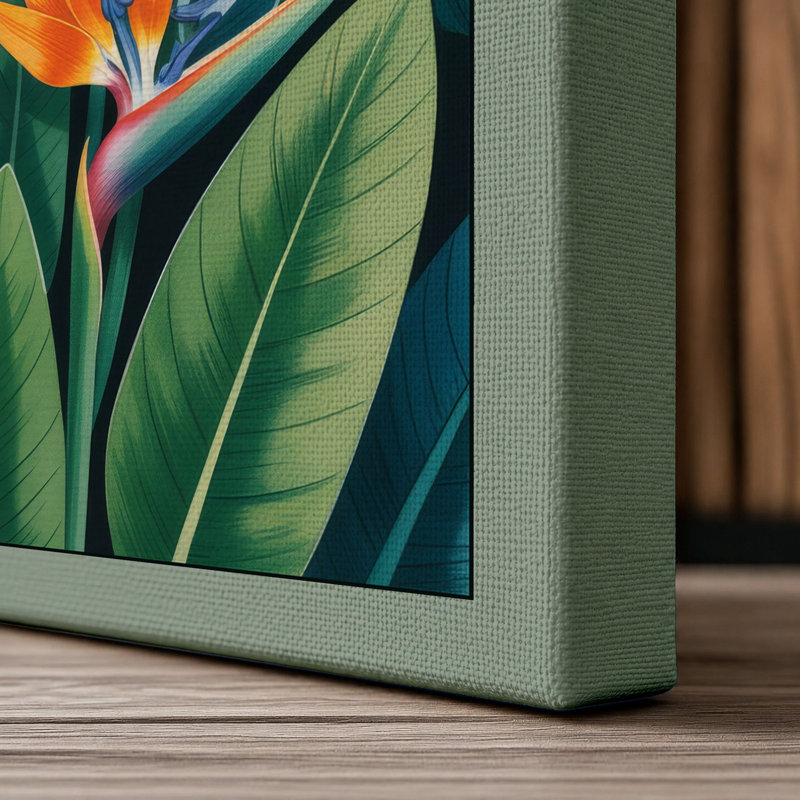 Birds of Paradise Arranged Botanical - Wrapped Canvas, 36x24 - 91.4 x 61.0 cm, Sage Border