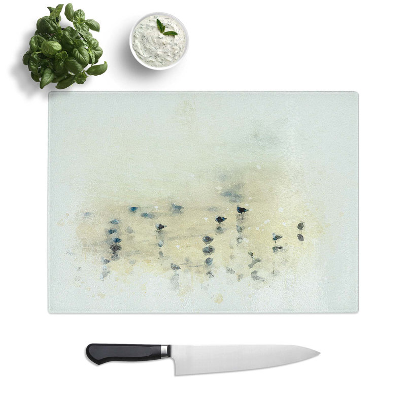 Tempered Glass Seagulls upon the Beach Chopping Board, 39 cm W x 28.5 cm L