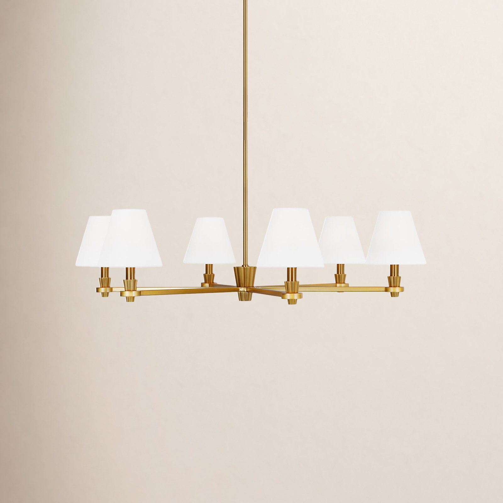 Selene 6 - Light Dimmable Chandelier, Burnished Brass
