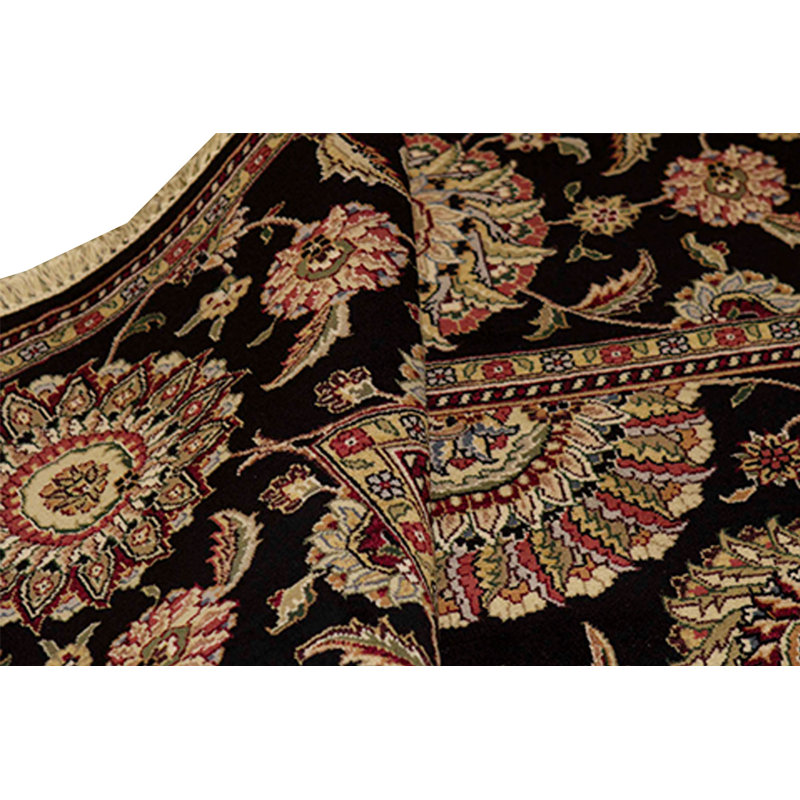 Tapis oriental en laine noué à la main noir / brun Manchuria