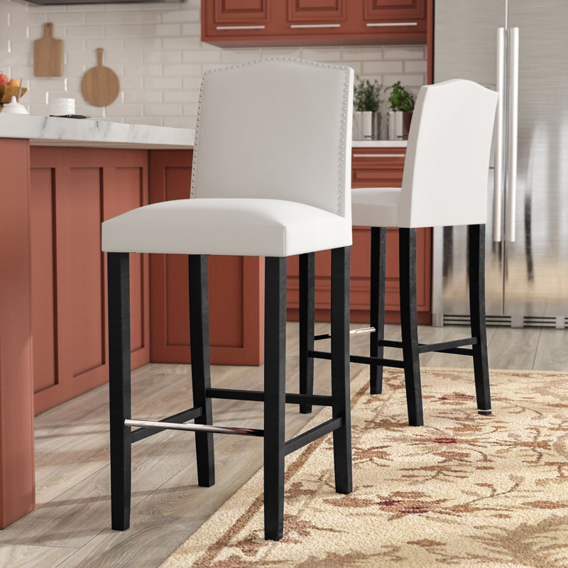Annalaya Upholstered Counter Stool with Solid Wood Frame, White
