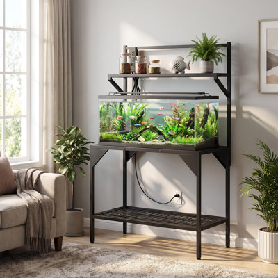 40-50 Gal Fish Tank Stand Power Outlet, Heavy-Duty Metal 3-Tier Aquarium Rack, 660 Lbs