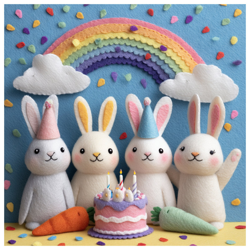 Édredon Felt Bunny Birthday Party, Lit simple