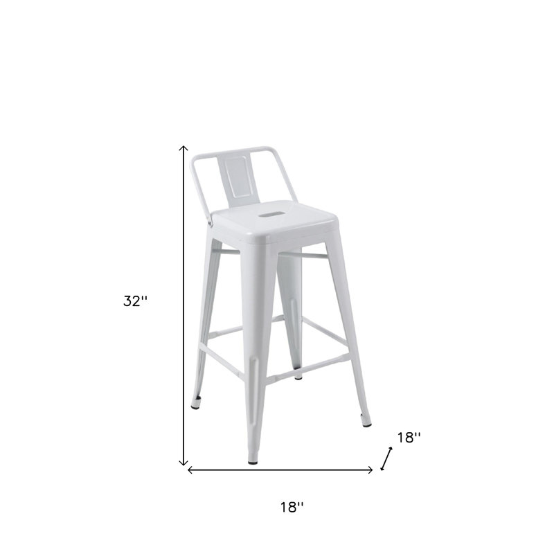 Set of Four 26" White Metal Low Back Counter Height Bar Chairs