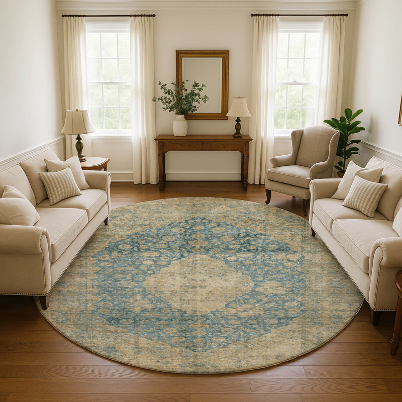 Premium Machine Washable Honig AMF1657 Global Rug, Round 8'
