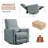 Manual Swivel Rocking Recliner Chair, High Backrest Single Sofa with Padded Armrests & Lumbar Support, Easy-Clean PU Leather for Living Room or Bedroom, Grey-984115256