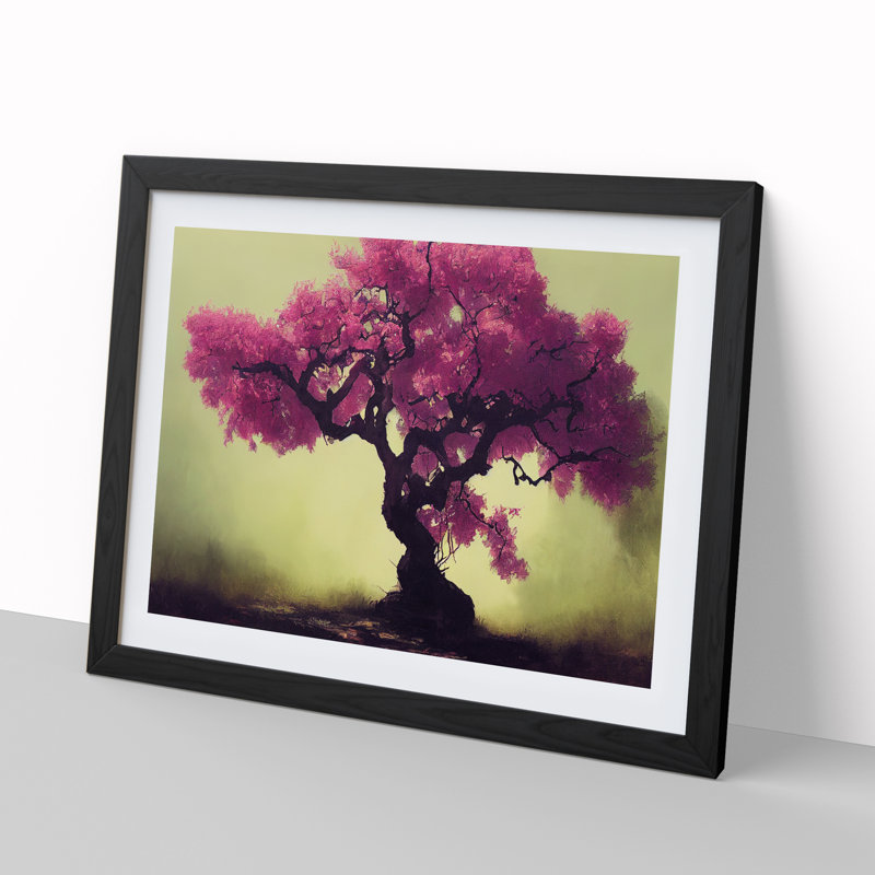 Charming Blossom Tree - Single Picture Frame Print, Black Framed, 46cm H x 64cm W x 2cm D