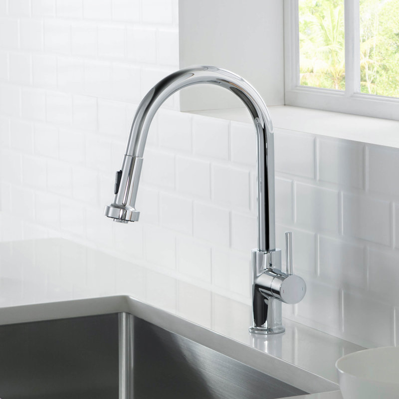 KIBI Casa Pull Down Kitchen Faucet, Chrome, With Soap Dispenser