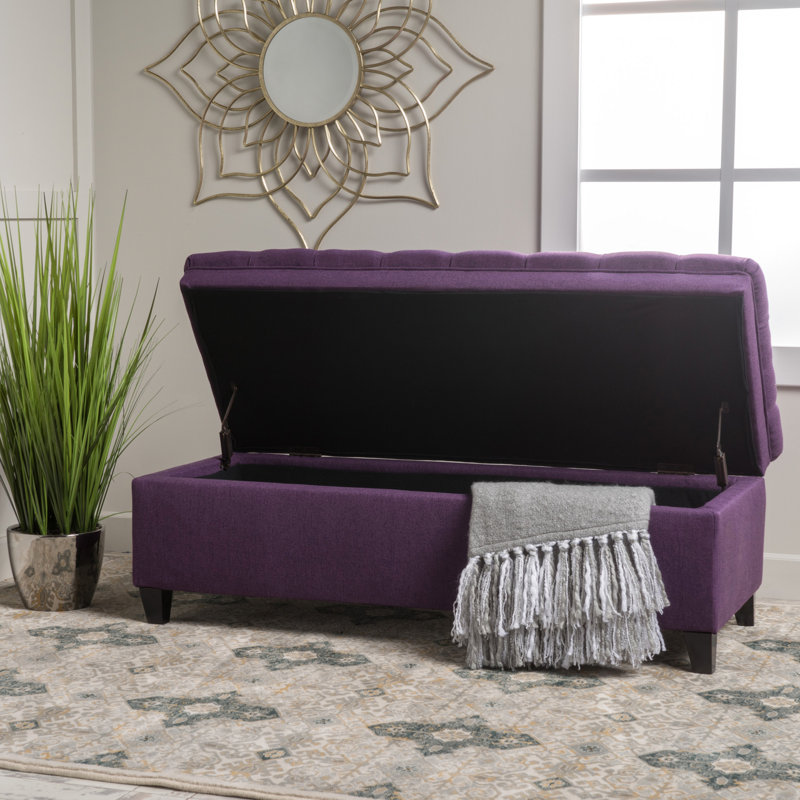 49.29D X 20.98W 18.30H Purple - Fabric, Birch Legs Living Room Functional Decor Elegant Storage Compartment 50D 20.5W 18.3H Classy