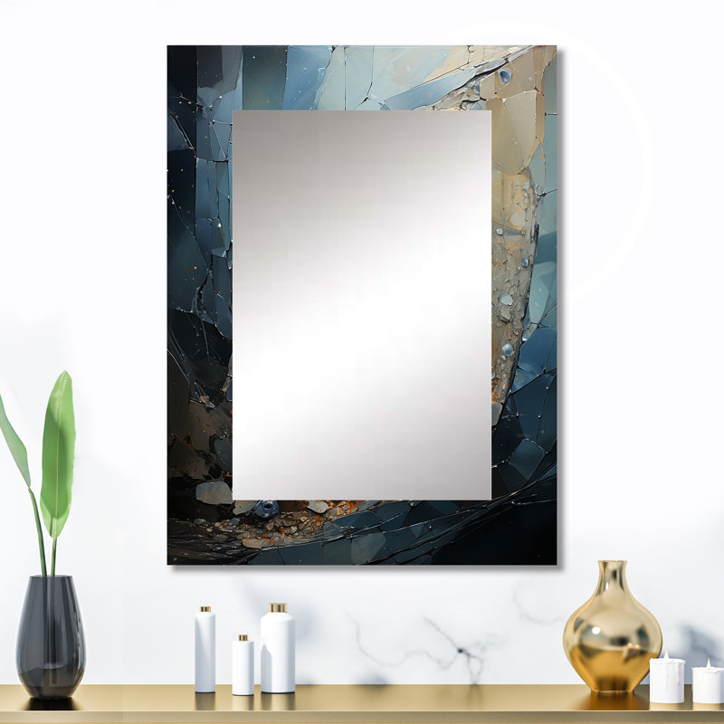 Golden Sea Sheel Spiral - Coastal Rectangular Wall Mirror, 32" x 24"