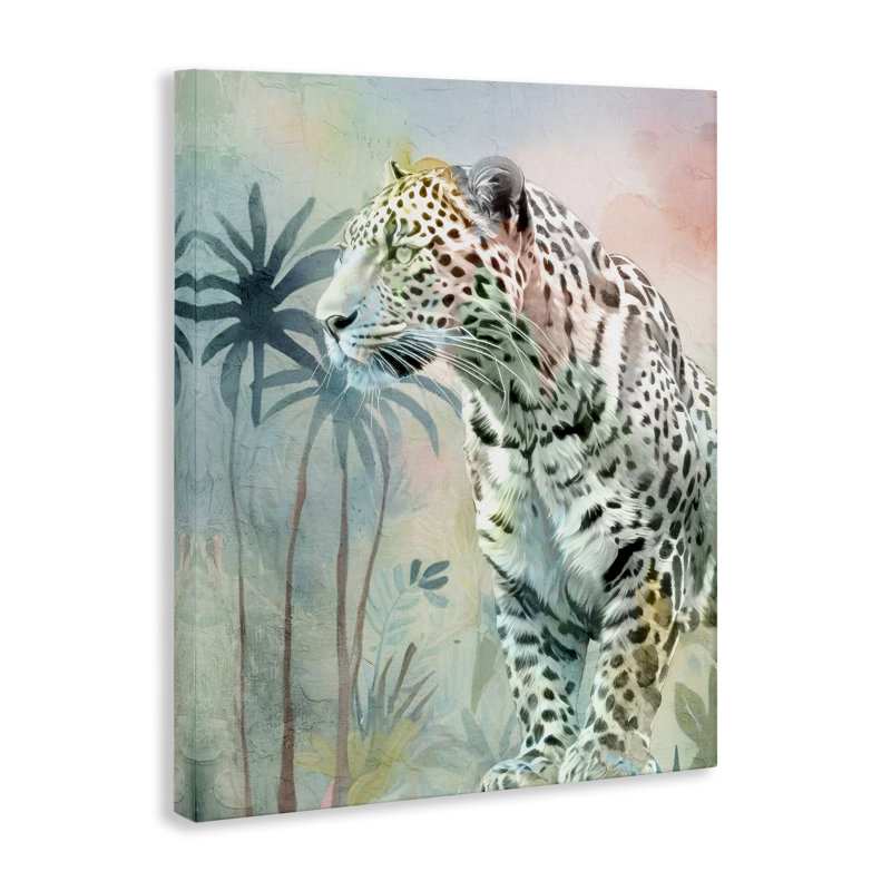 Toile Gazing Jungle Leopard, design par Kim Allen, H 20 po x l 16 po