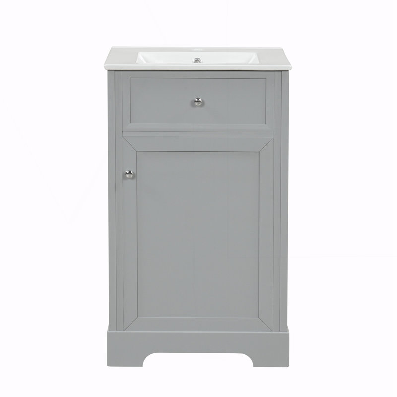 Bathroom Cabinet With Soft Closing Door, Grey