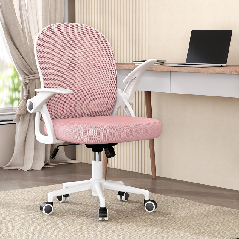 Desk Chair, White/Pink