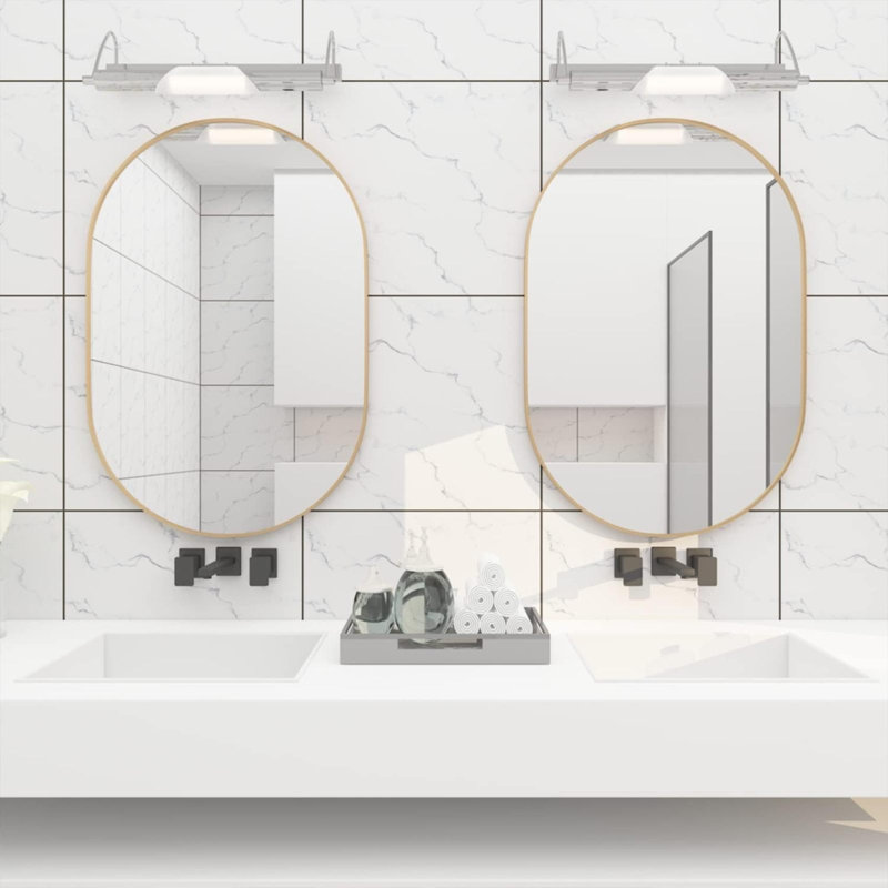 Miroir argenté 20 po x 28 po, 28" x 20", Argent argent, Ovale