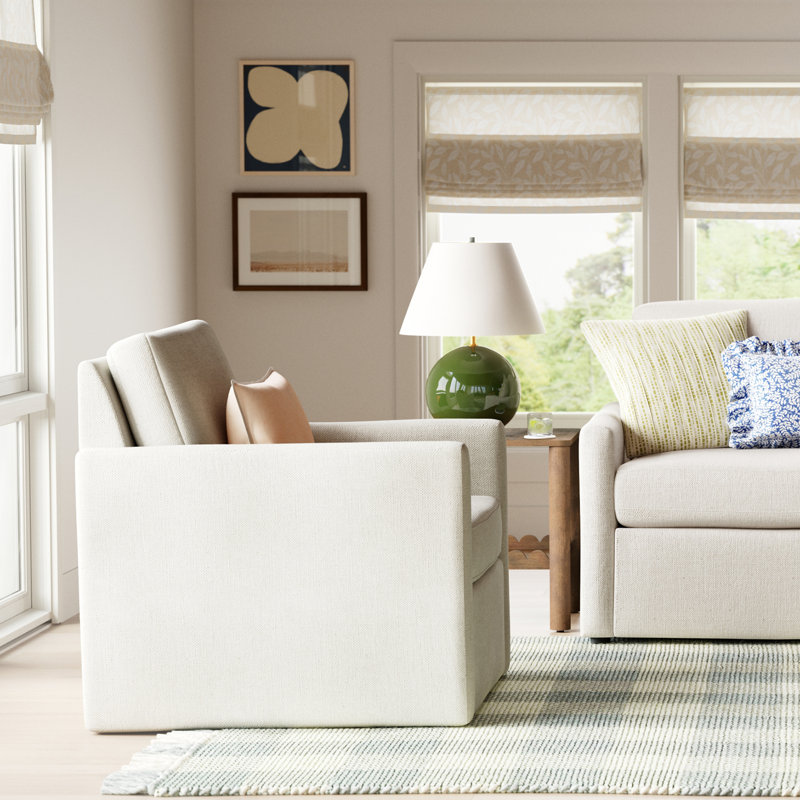 Savannah Upholstered Swivel Armchair, Nomad Snow Crypton® Chenille