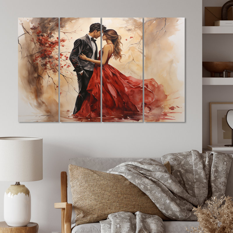 Couple de mariage - Amour éternel - Art mural romantique, salon - 4 panneaux
