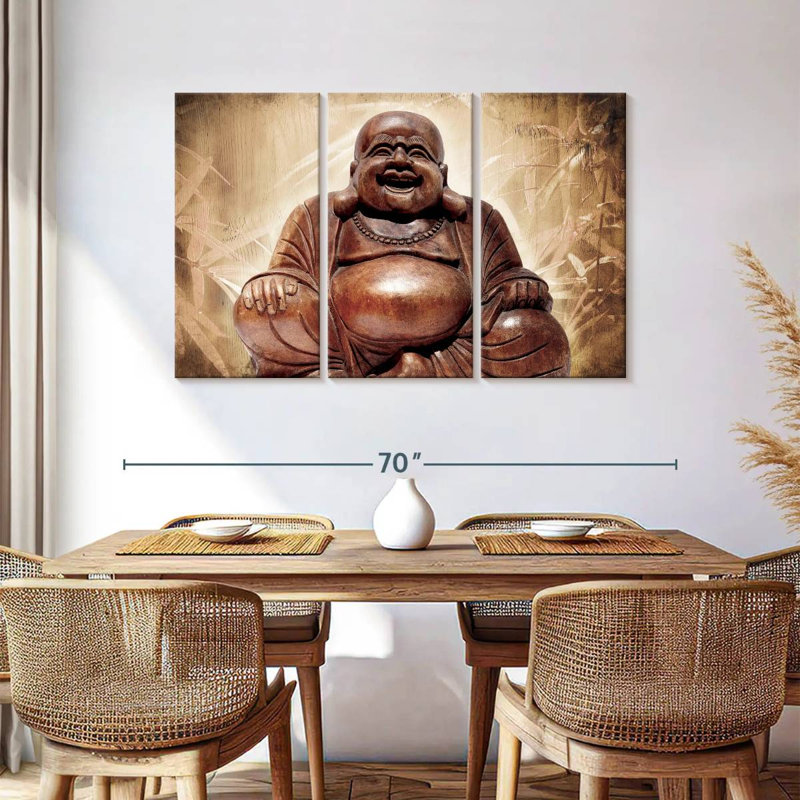 Laughing Buddha Multi Piece Canvas Print, H 36 po x l 57 po x P 1,25 po
