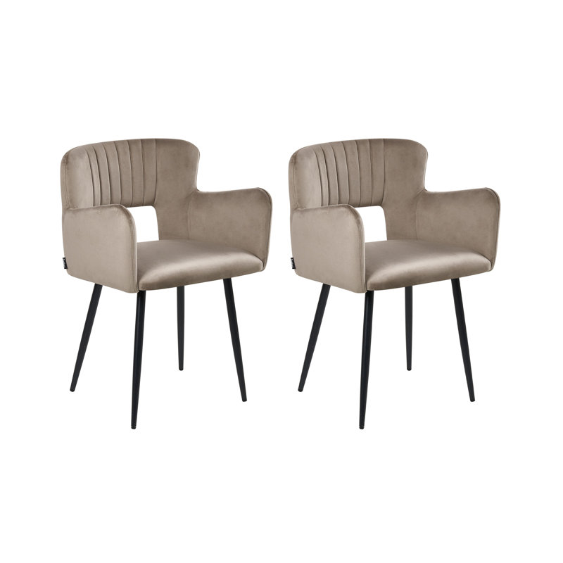 SANILAC 46cm H Velvet Upholstered Upholstered Back Armchair, Beige