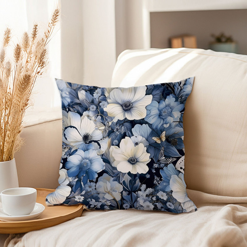 Floral Luxe Flowers Blue II Cottage, 20"H x 20"W
