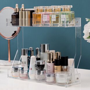 Luxe Cosmetic & Brush Organizer Clear, 6-1/4 x 8-1/2 x 3-5/8 H | The Container Store
