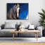 Cheval brun sur fond bleu | Décoration de chambre encadrée en toile